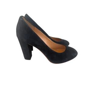 J. Crew Black Suede Block Heel Pumps Sz 7.5 EUC